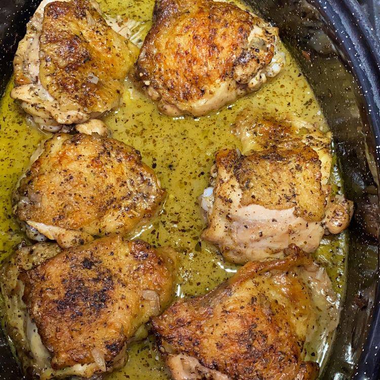 Garlic Roasted Chicken Thighs with Parmesan Gravy