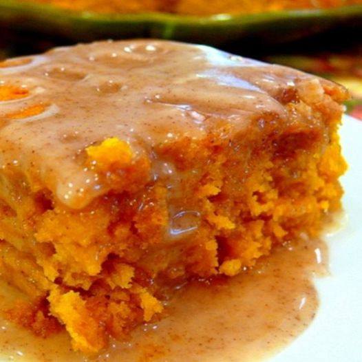 Two-Ingredient Pumpkin Cake with Apple Cider Glaze